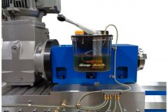 Close up view of the Bijur pump, reservoir, manifold, lubrication lines and meter units.
