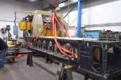We surface ground the ways of this 29” high x 32” wide x 201” long Mazak Powermaster Lathe Bed to ± .0002” over 172.5” on our Favretto TU600 surface grinder in the background.
