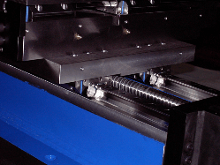 Close Up of Ball Screw and Linear Bearings in HRWF12 Flanged High Profile Roller Way Slide