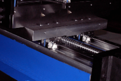 Close Up of Ball Screw and Linear Bearings in HRWF12 Flanged High Profile Roller Way Slide