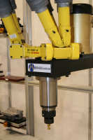 Close-up of MC40 Spindle with Kennemetal Quick Change tool holder, collet, and 1/2" endmill.